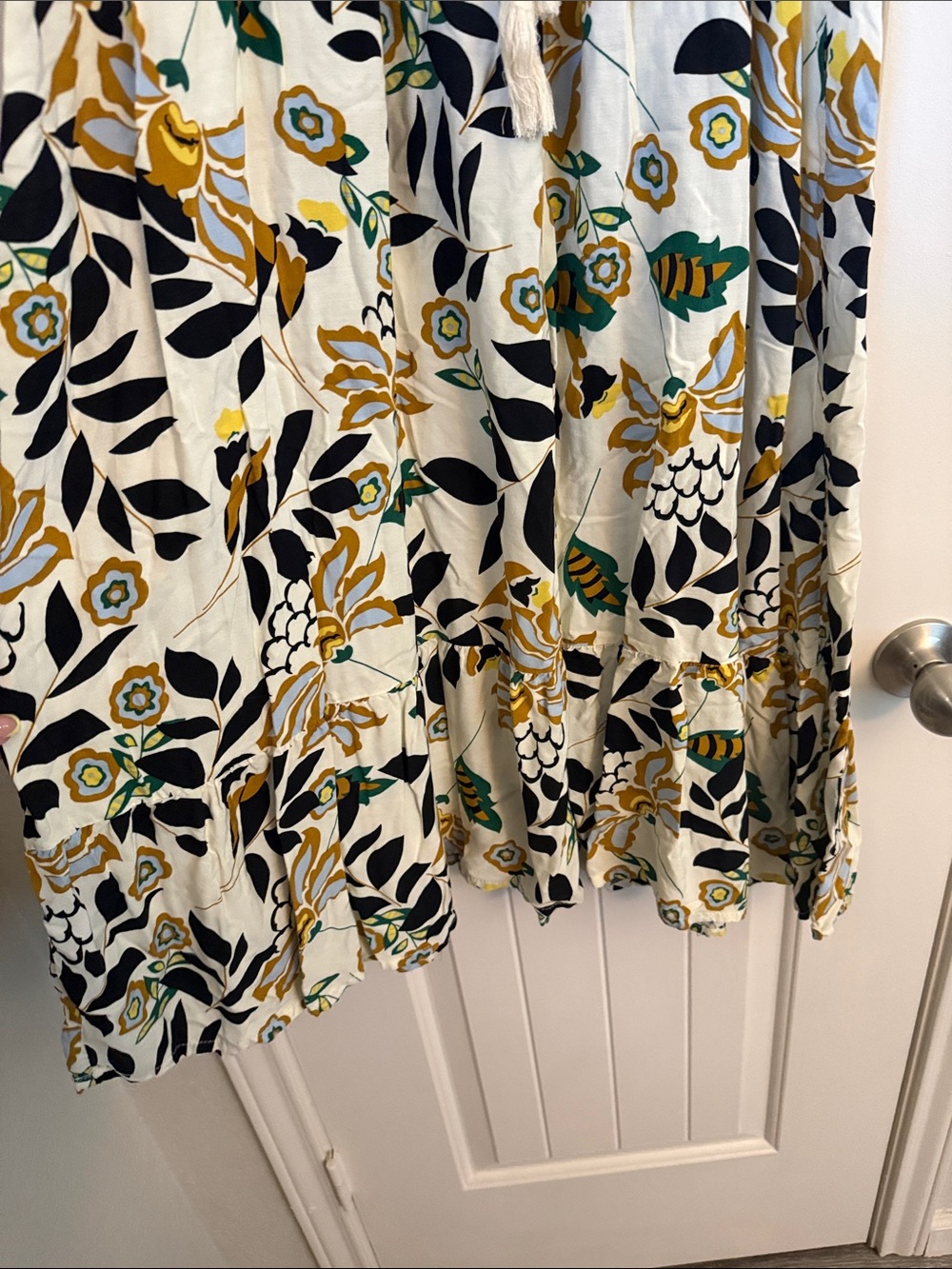 Kindred Cream Floral Midi Dress with Black & Green Print - Picture 5 of 6